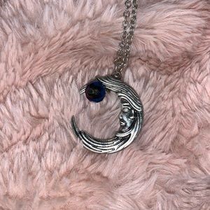 Moon necklace with sapphire